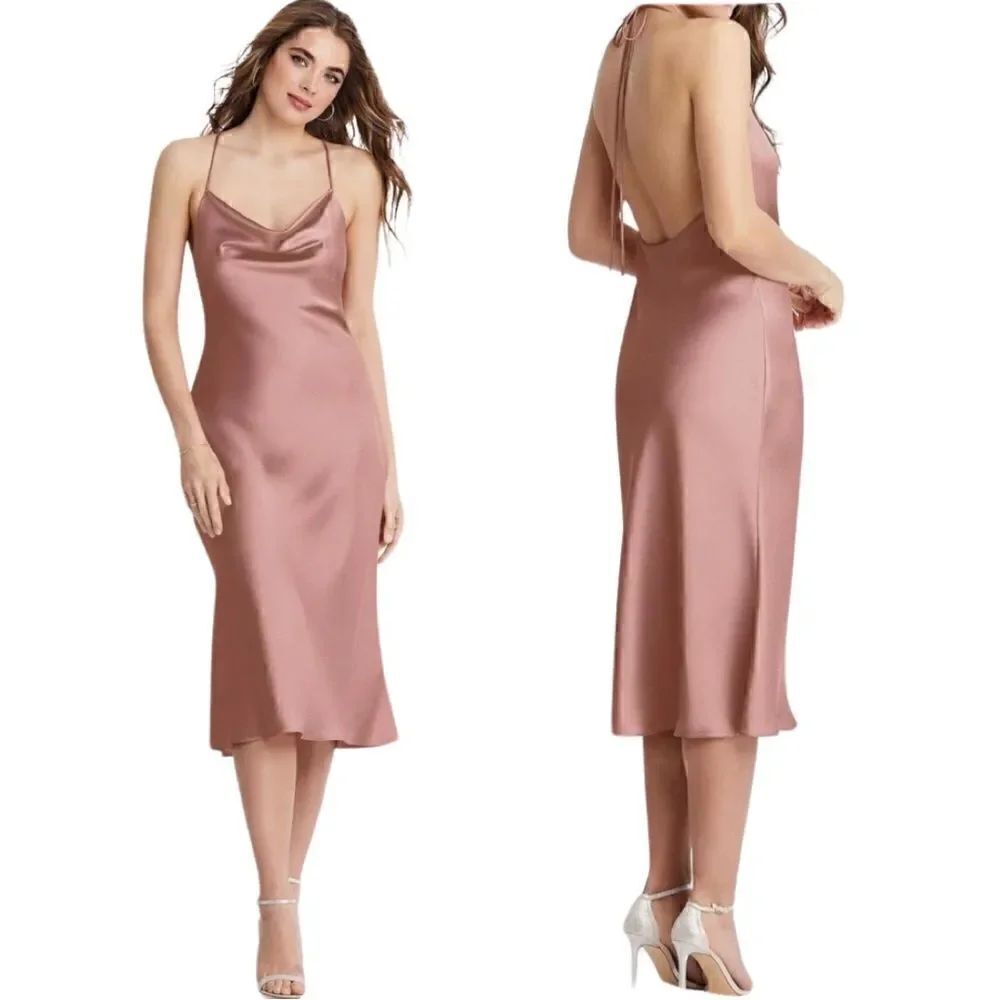 NWTs Dessy Collection Lovely Cowl Neck Open Back Dress Size Large
